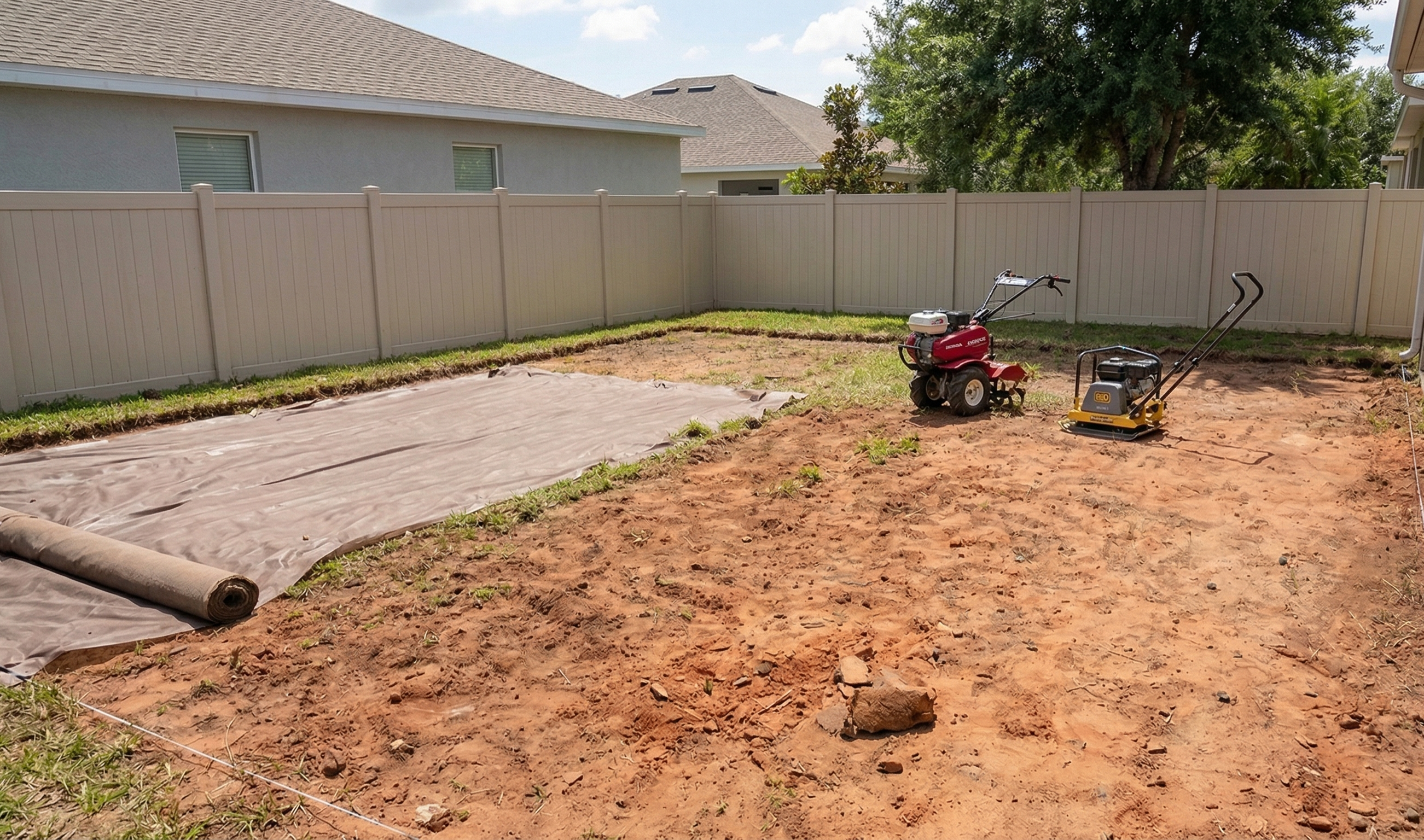 Before — backyard before landscaping
